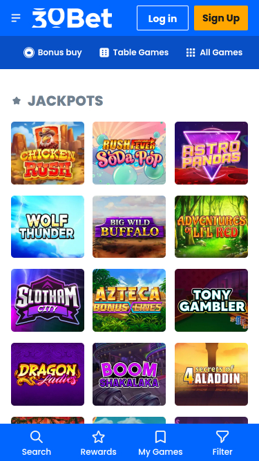 30Bet Casino Mobile Jackpot