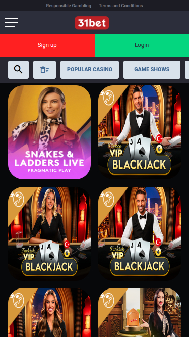 Croupier en direct mobile de 31Bet Casino