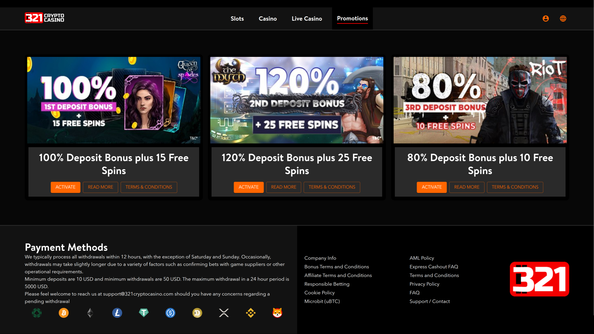 Promotions de bureau de 321Crypto Casino