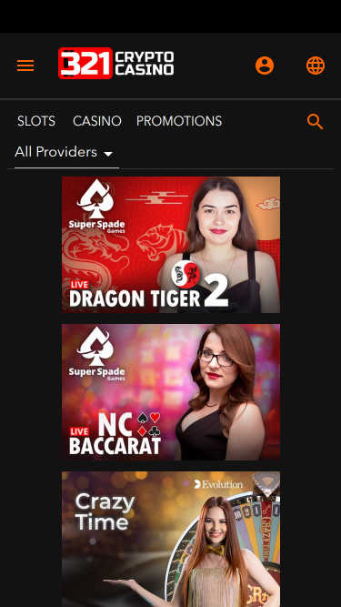 Croupier en direct mobile de 321Crypto Casino