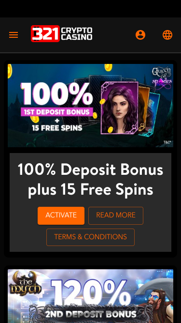 Promotions mobiles de 321Crypto Casino