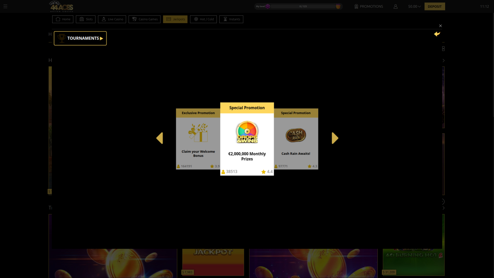 44Aces Casino Desktop-Aktionen