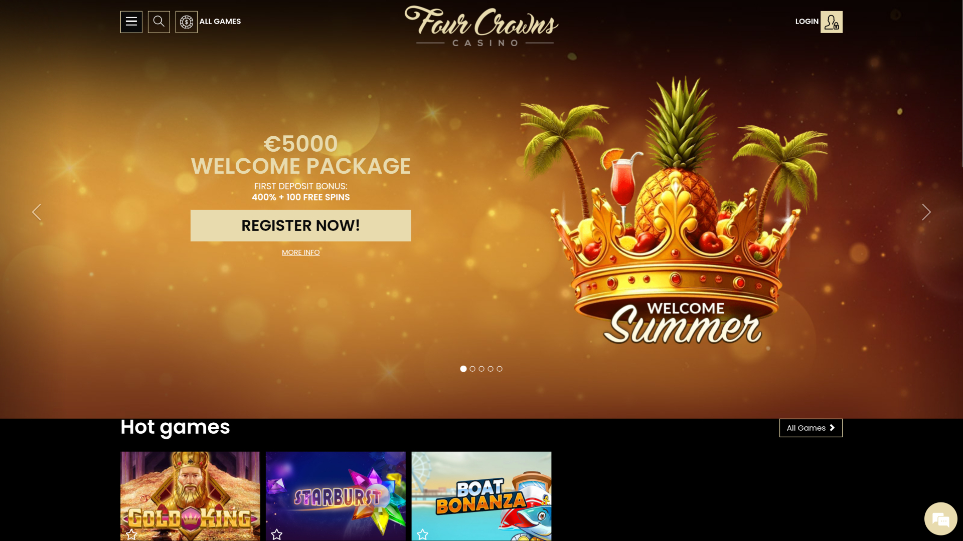 Page d’accueil de bureau de 4Crowns Casino