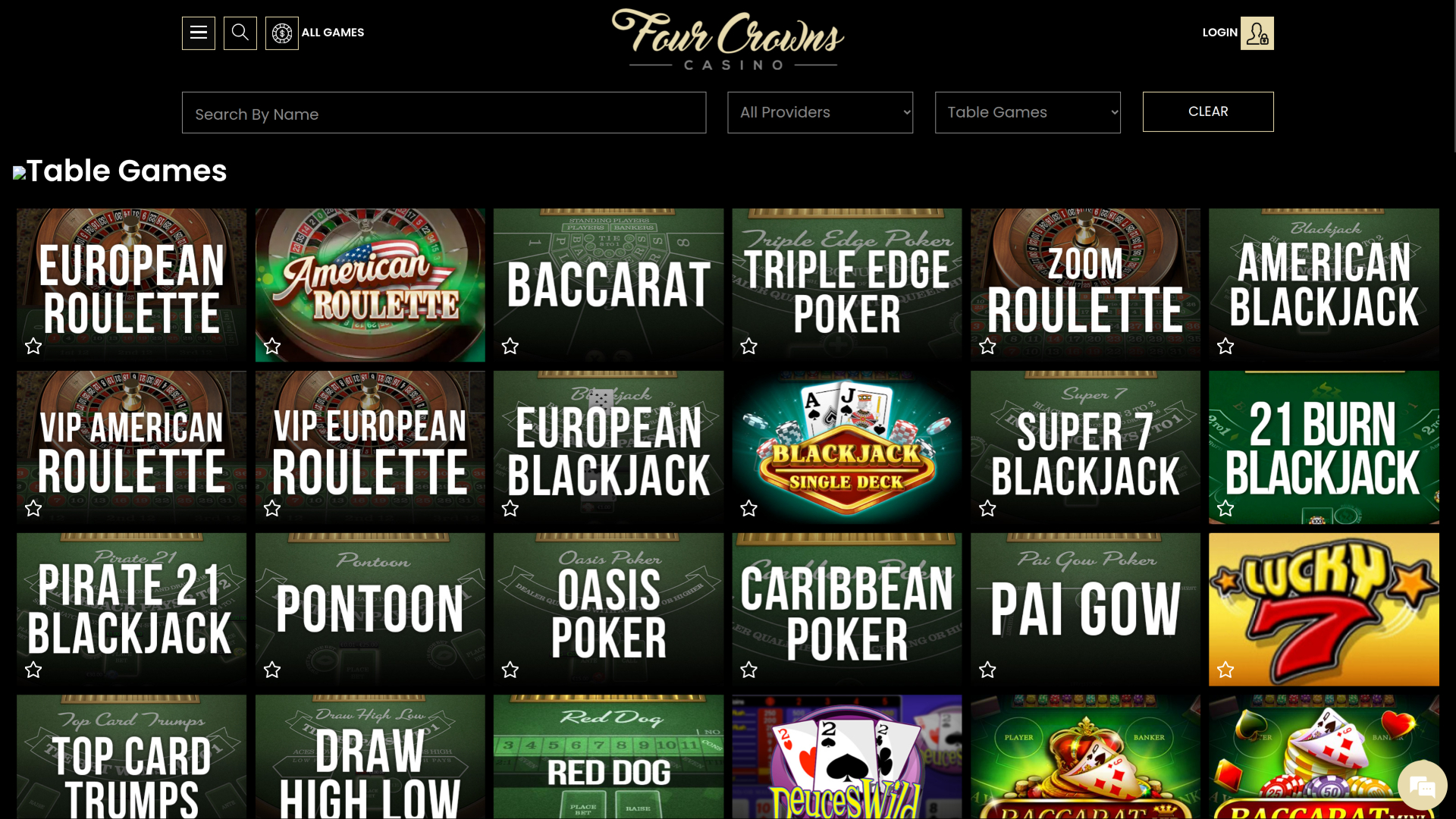 Jeux de table de bureau de 4Crowns Casino