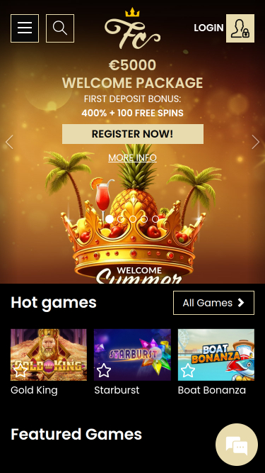 Page d’accueil mobile de 4Crowns Casino