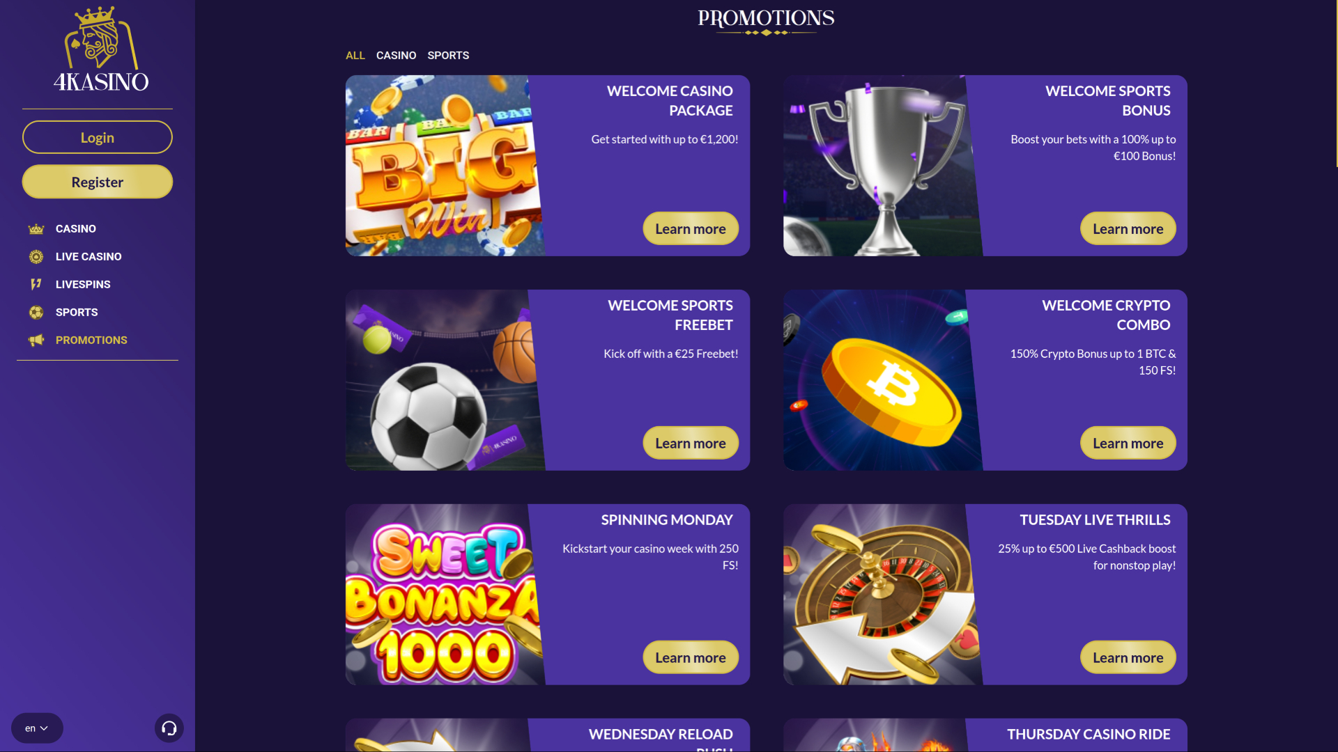 Promozioni desktop di 4Kasino