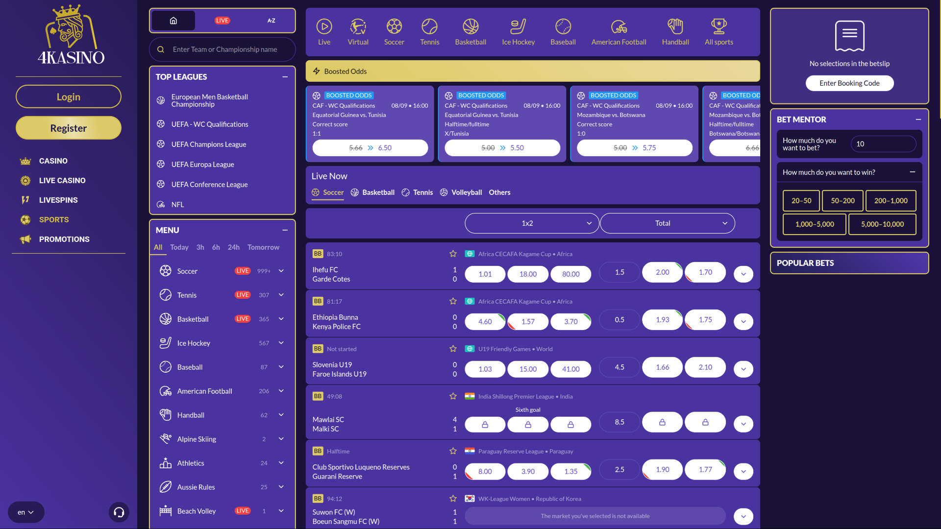 Sport desktop di 4Kasino