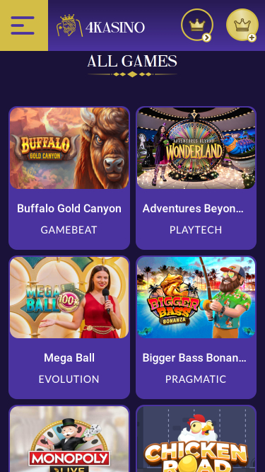 Giochi mobile di 4Kasino