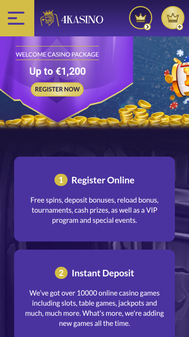 Homepage mobile di 4Kasino