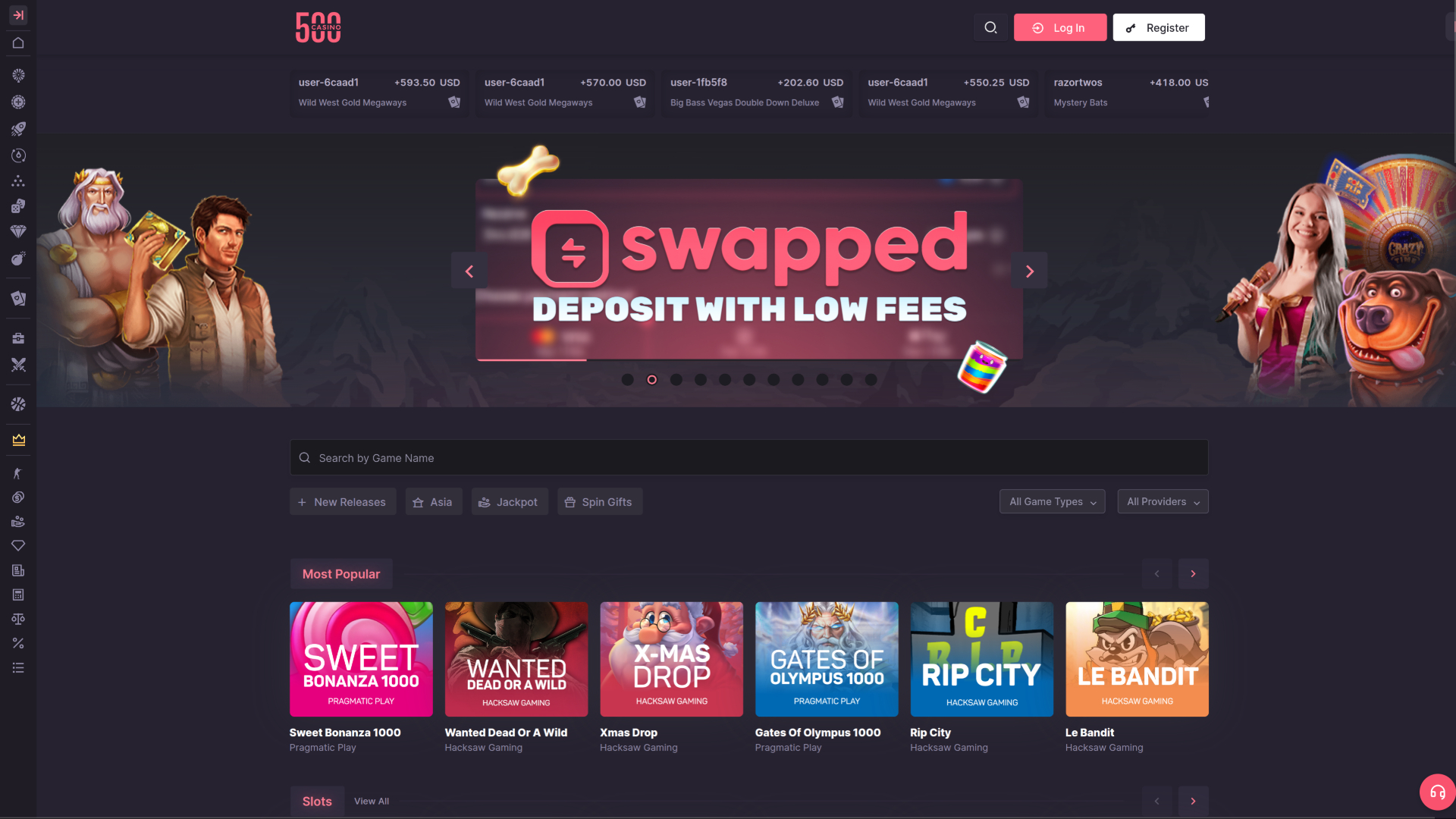 Page d'accueil de bureau de 500 Casino