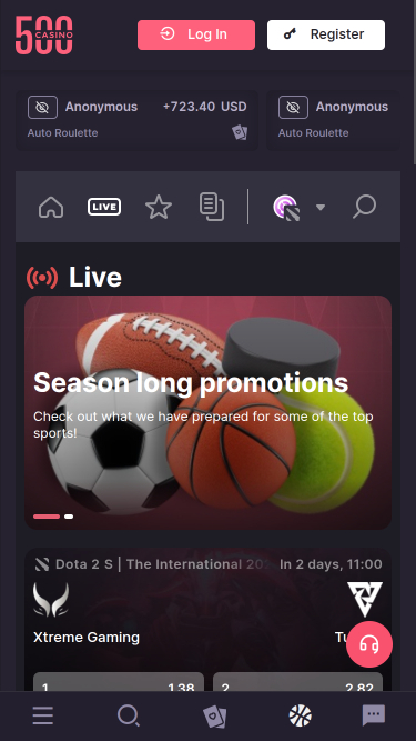 Sports mobiles de 500 Casino