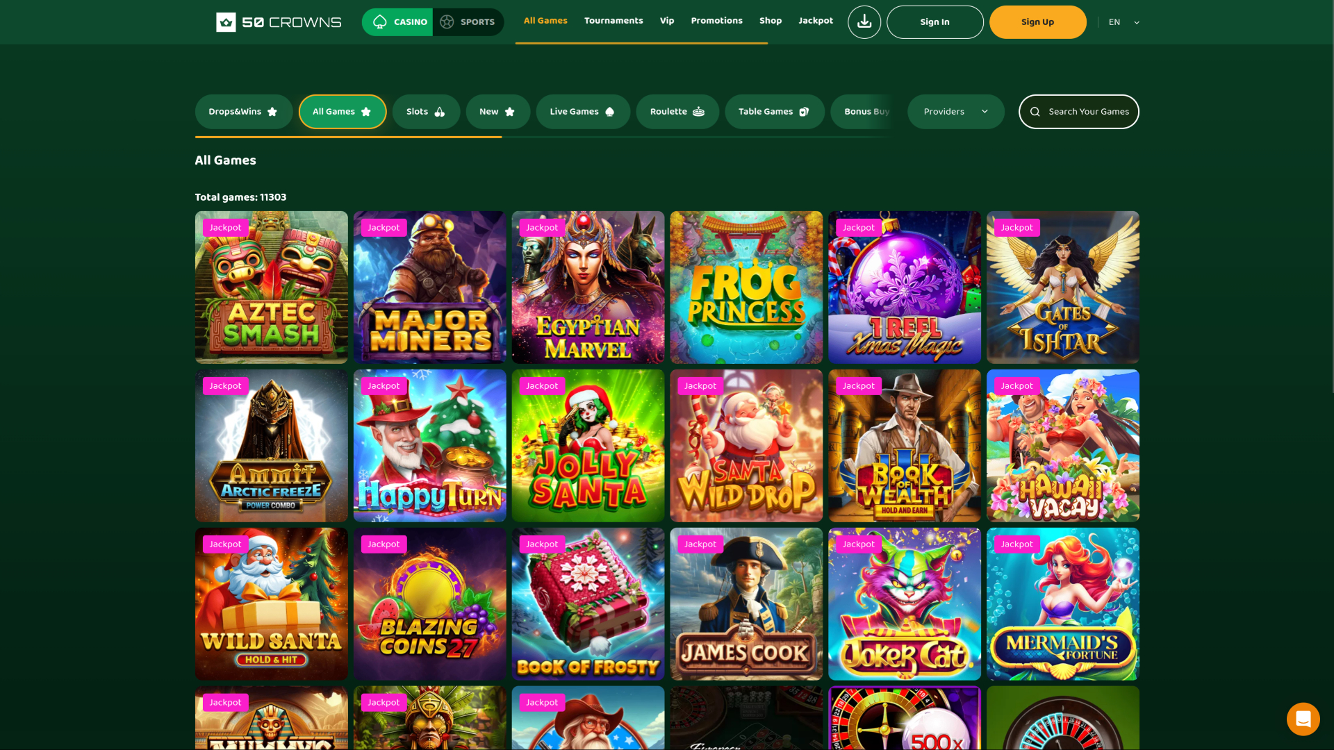 Juegos de escritorio de 50Crowns Casino