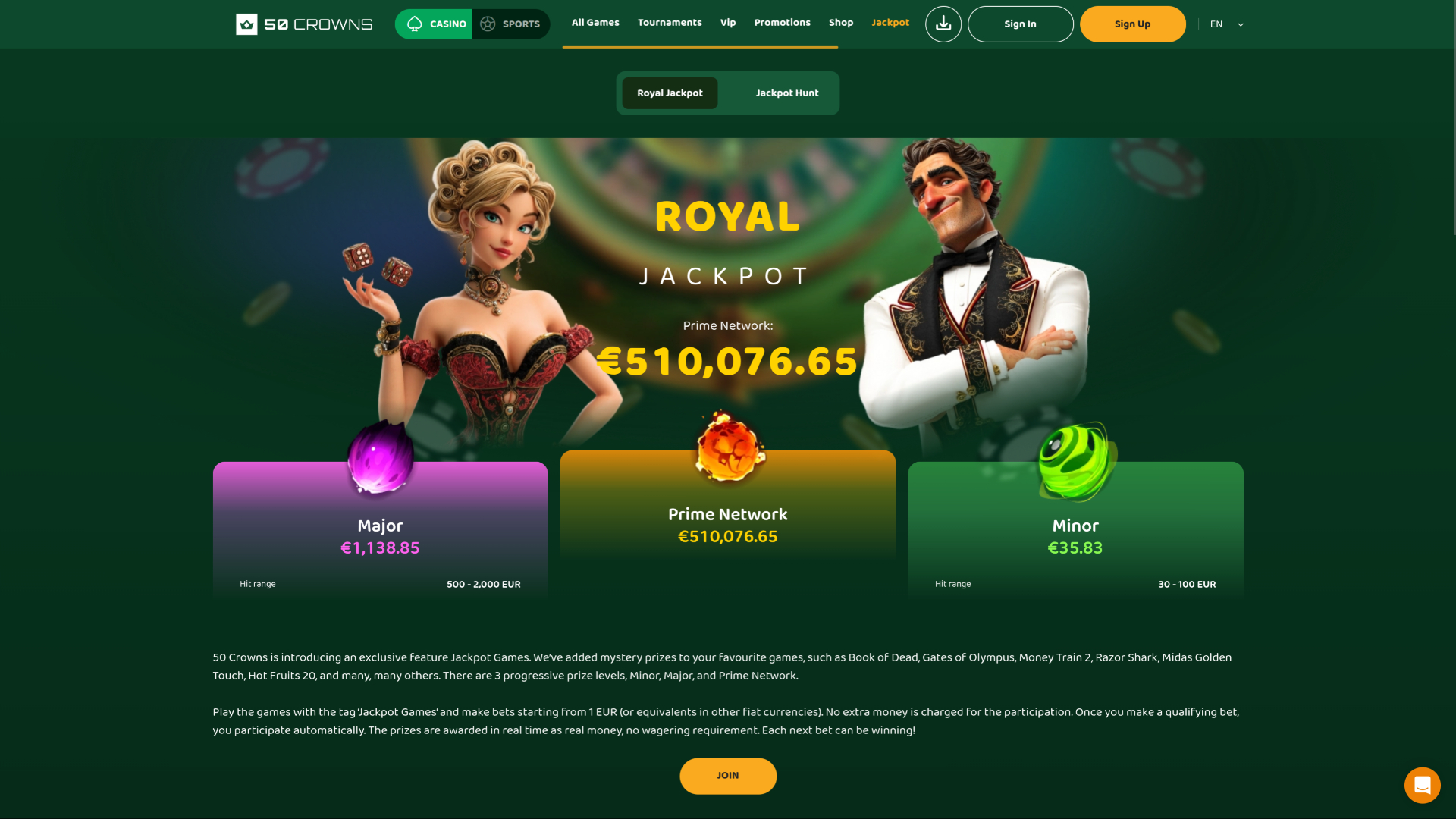 Bote de escritorio de 50Crowns Casino