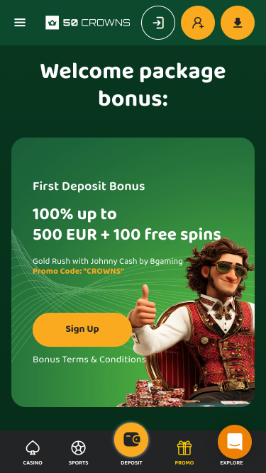 Promociones móviles de 50Crowns Casino