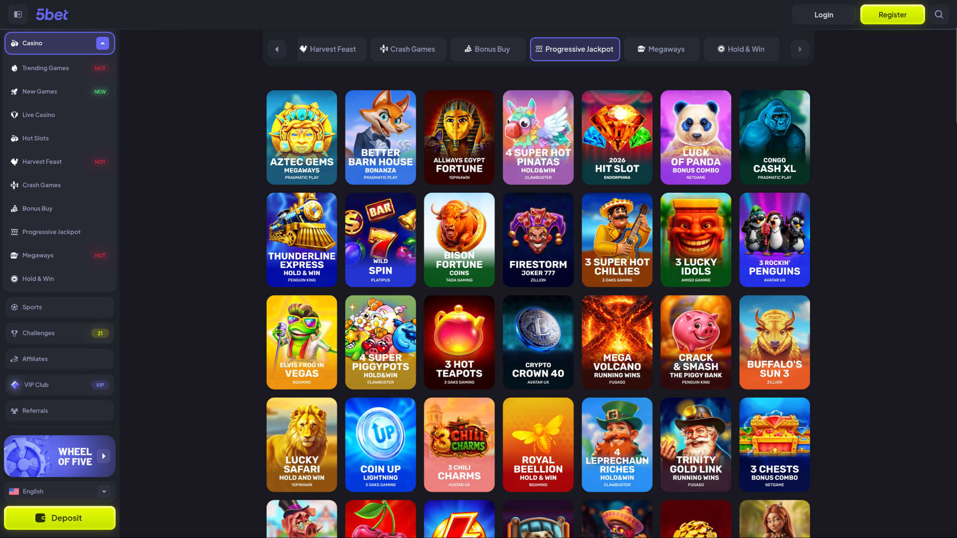 5bet Casino Desktop Jackpot