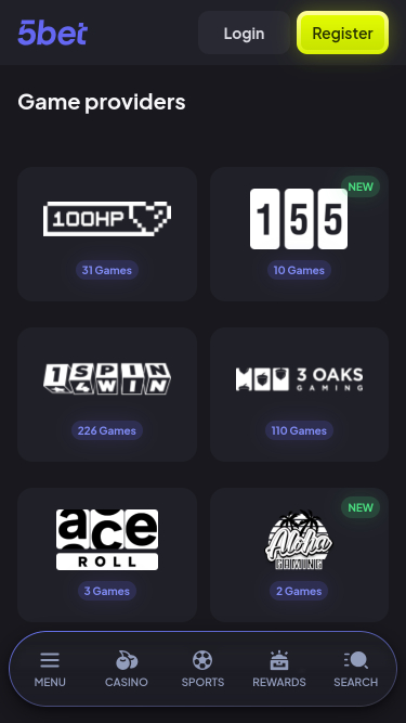5bet Casino Mobile Game Developers