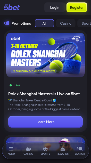 5bet Casino Mobile-Aktionen