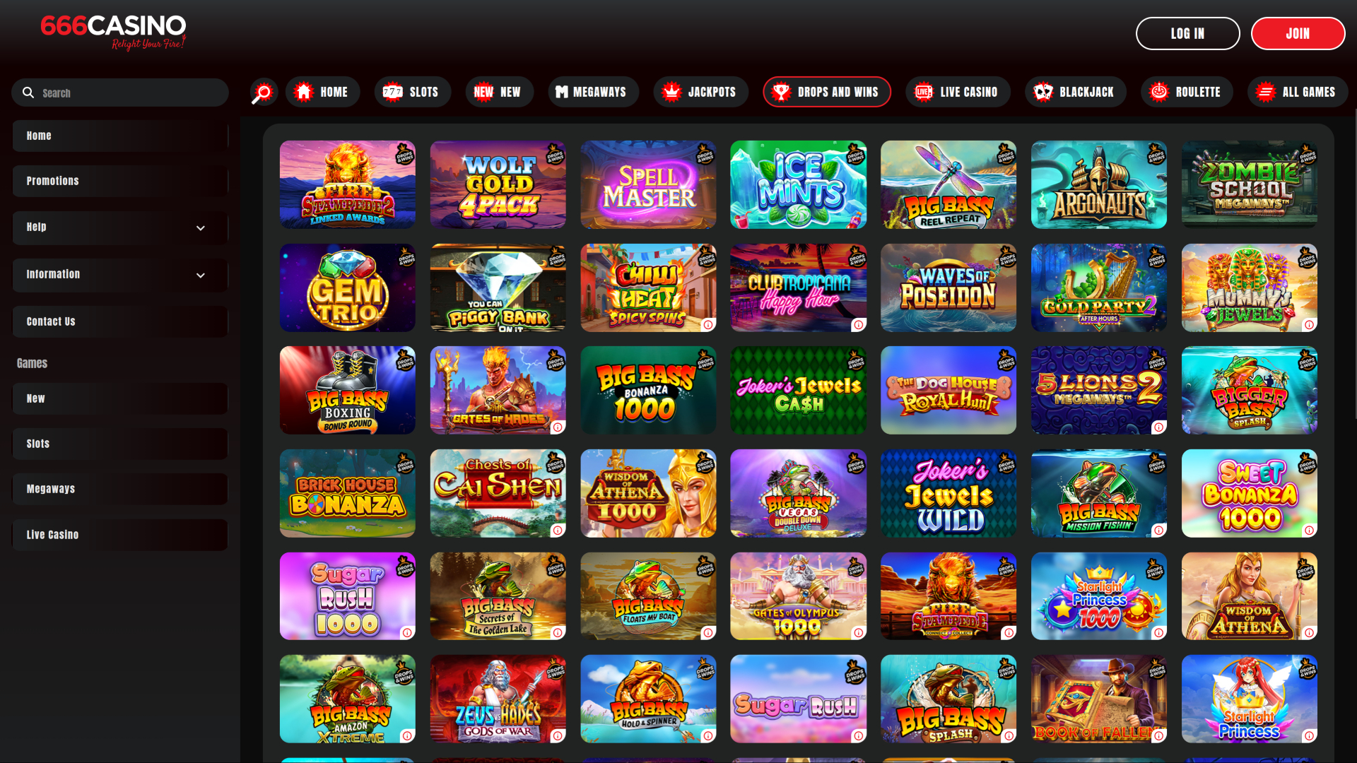 Drops and Wins desktop di 666 Casino