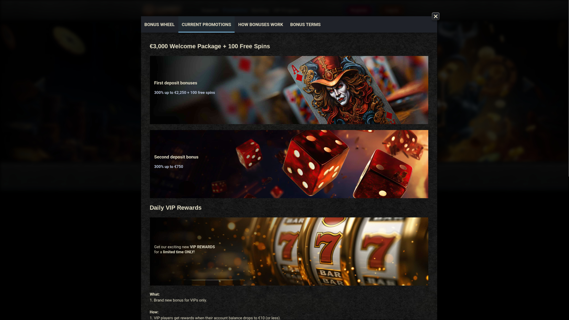 666 Gambit Casino promotions page 