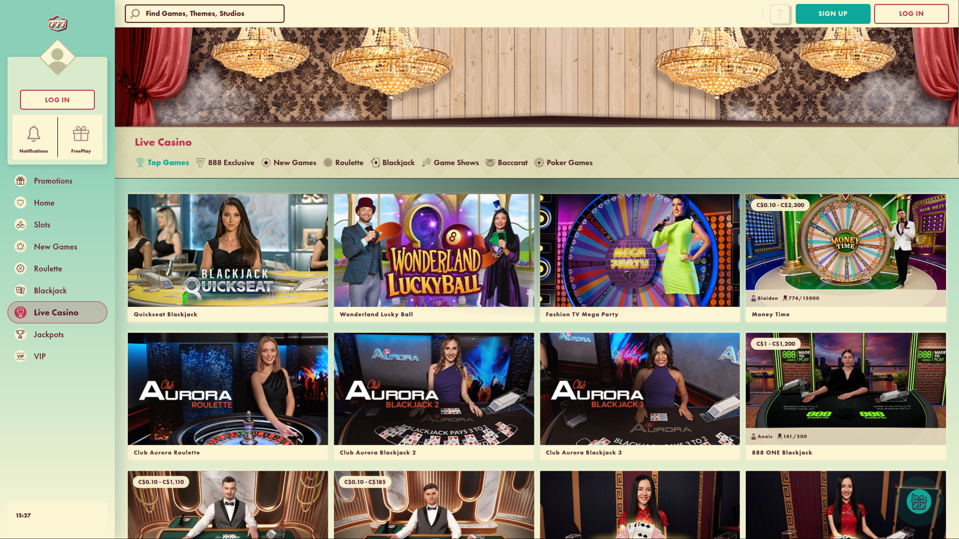 777 Casino Desktop с живыми дилерами