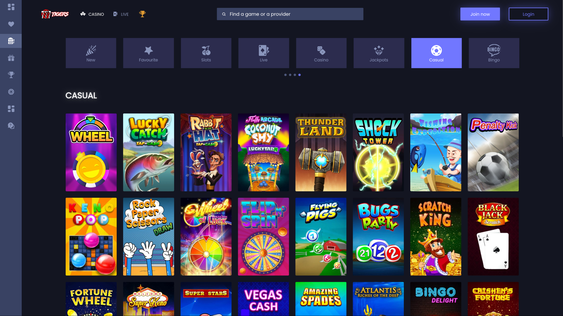 Giochi casual desktop di 777Tigers Casino