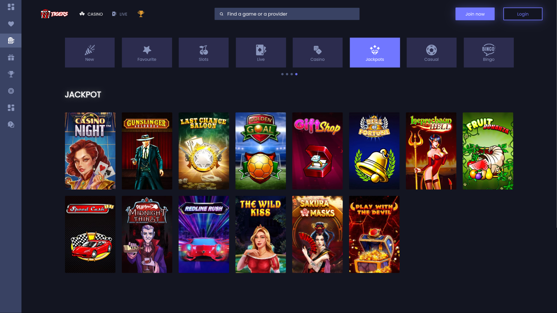 Jackpot desktop di 777Tigers Casino