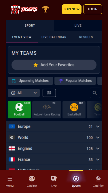 777Tigers Casino Мобильные ставки на спорт