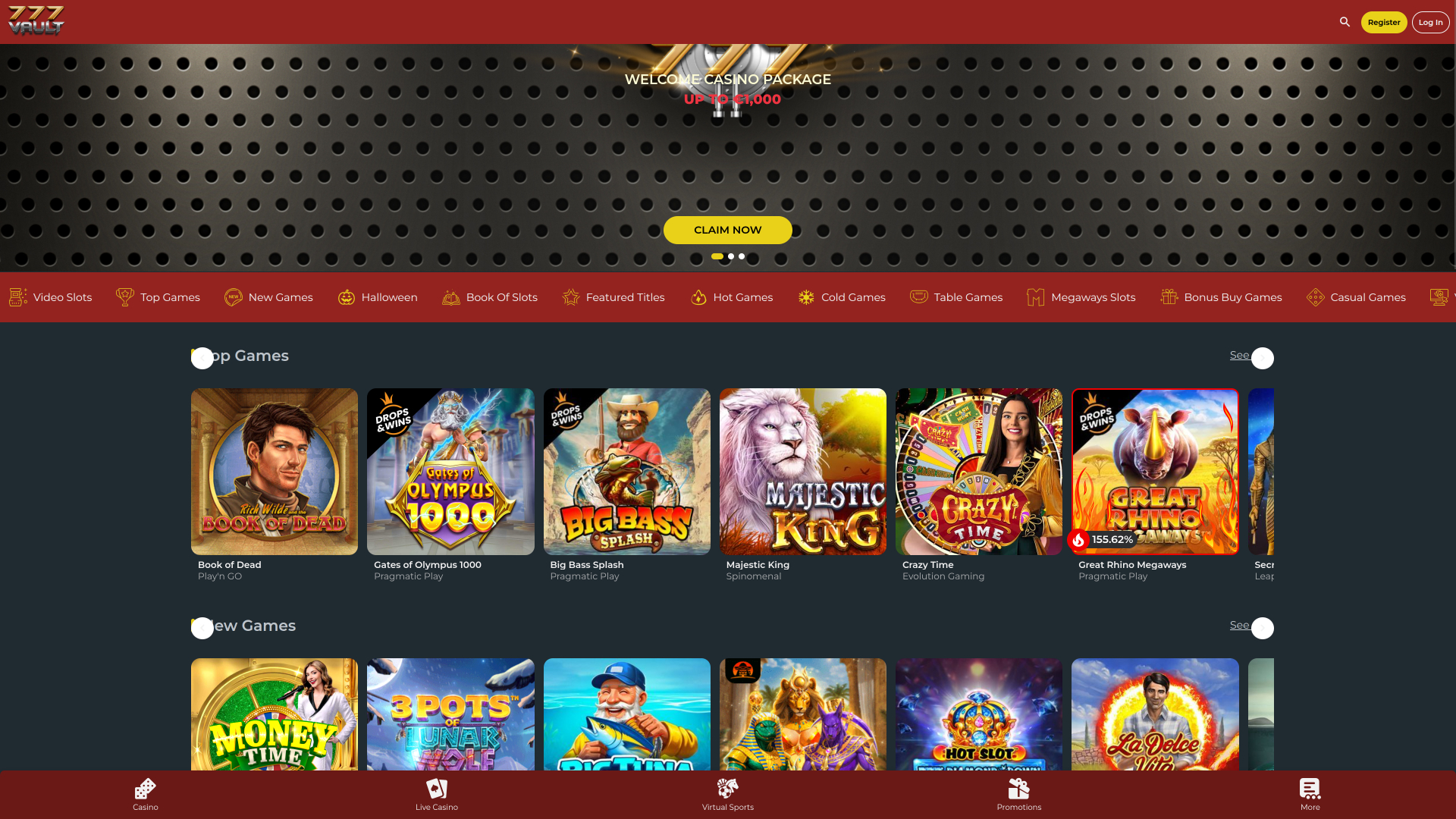 777Vault Casino Startseite Desktop