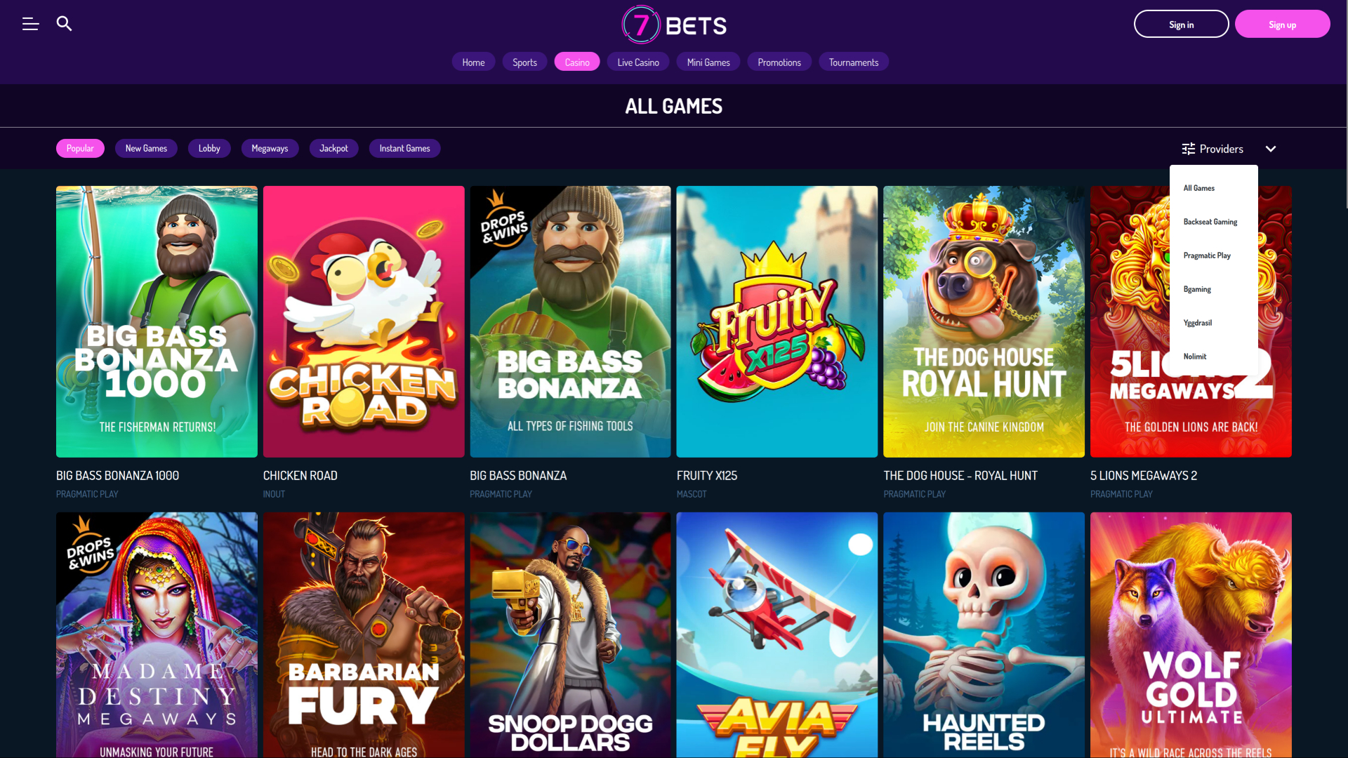 Desarrolladores de juegos de escritorio de 7Bets Casino