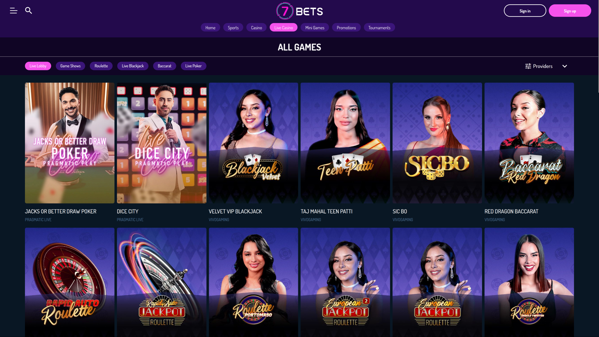 Crupier en vivo de escritorio de 7Bets Casino