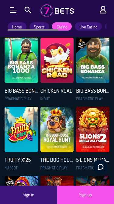 Juegos móviles de 7Bets Casino