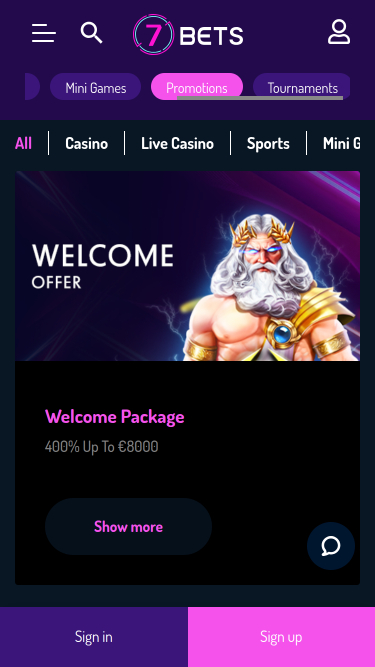 Promociones móviles de 7Bets Casino