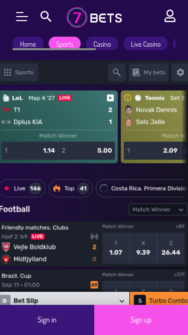 Deportes móviles de 7Bets Casino