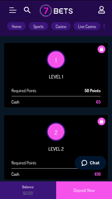 Programa VIP móvil de 7Bets