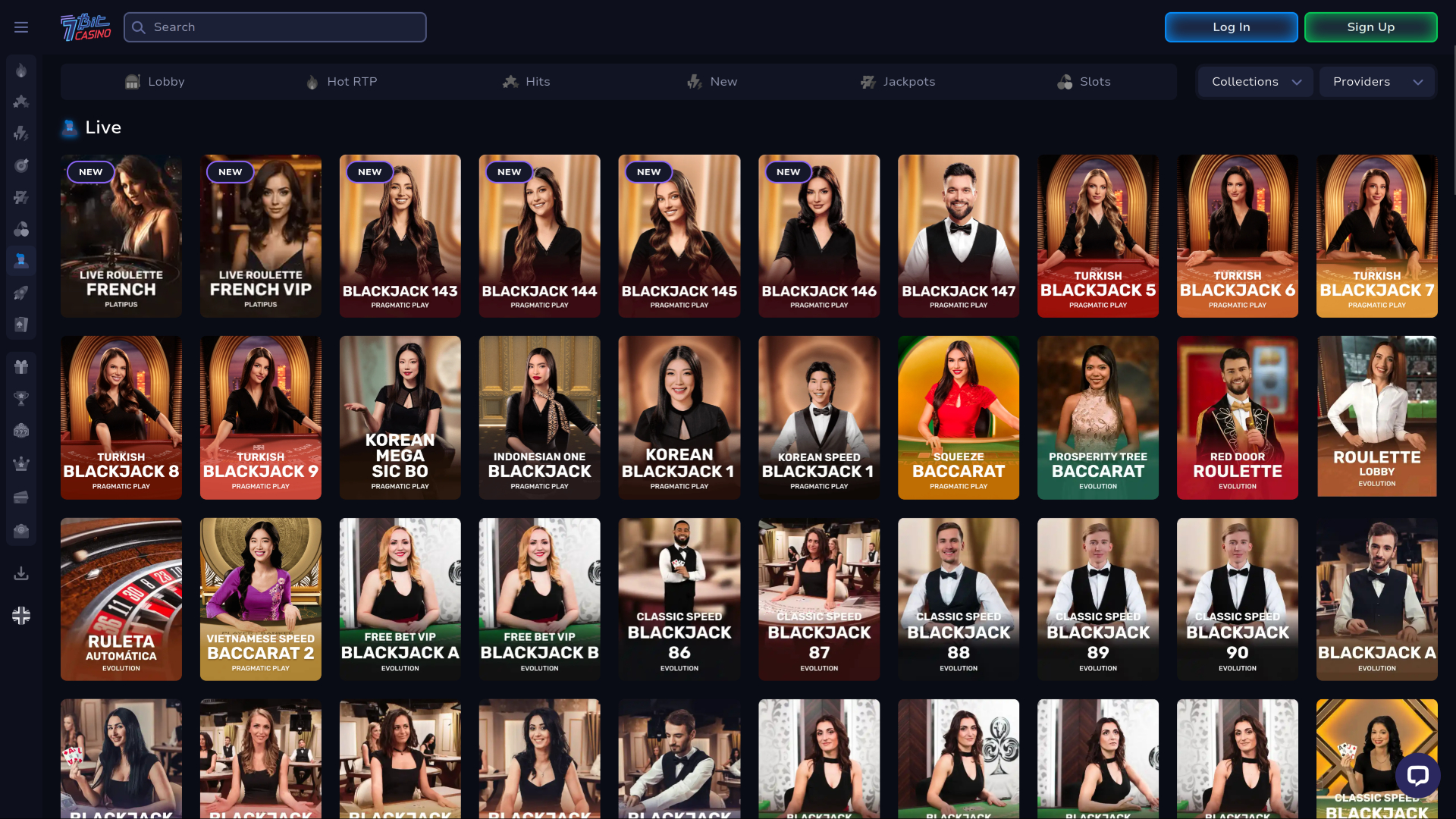 Live dealer desktop di 7Bit Casino