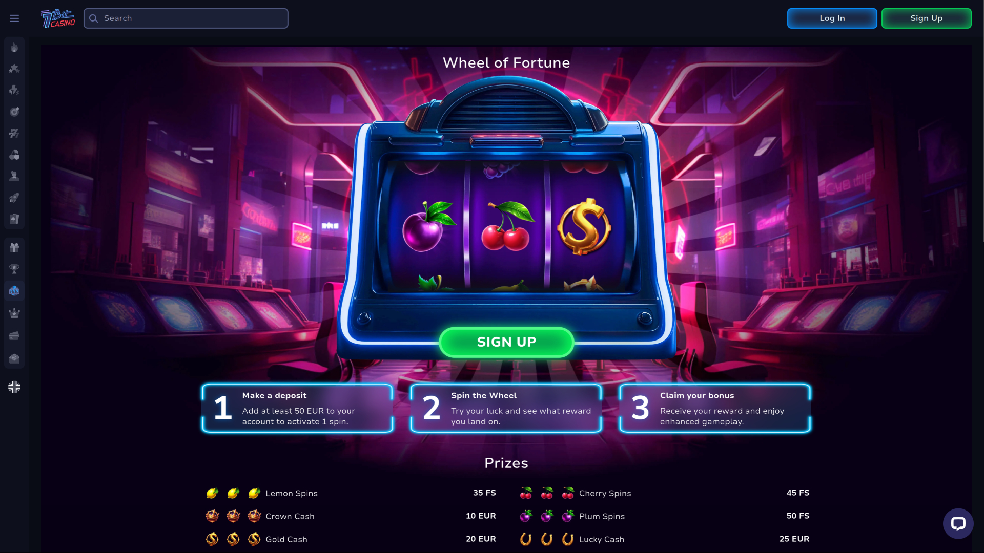 Ruota della fortuna desktop di 7Bit Casino