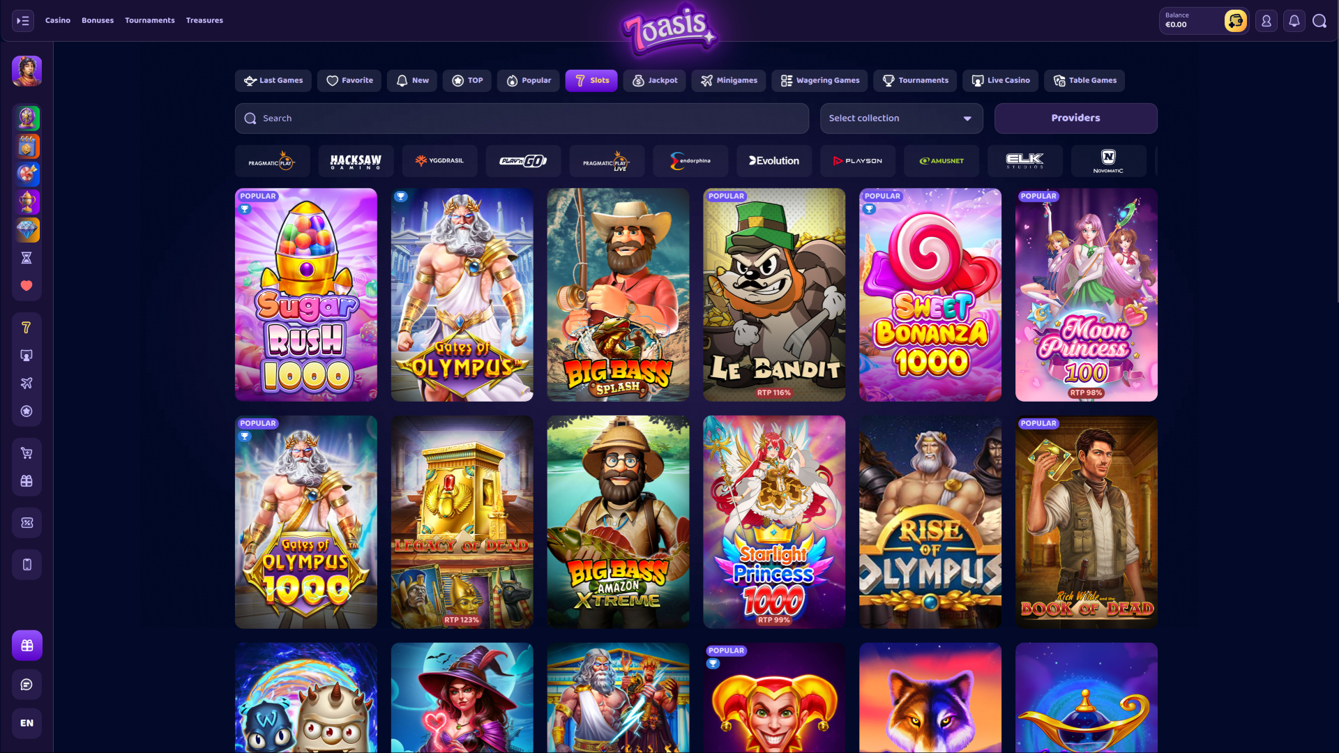 Jeux de casino 7Oasis pour ordinateur
