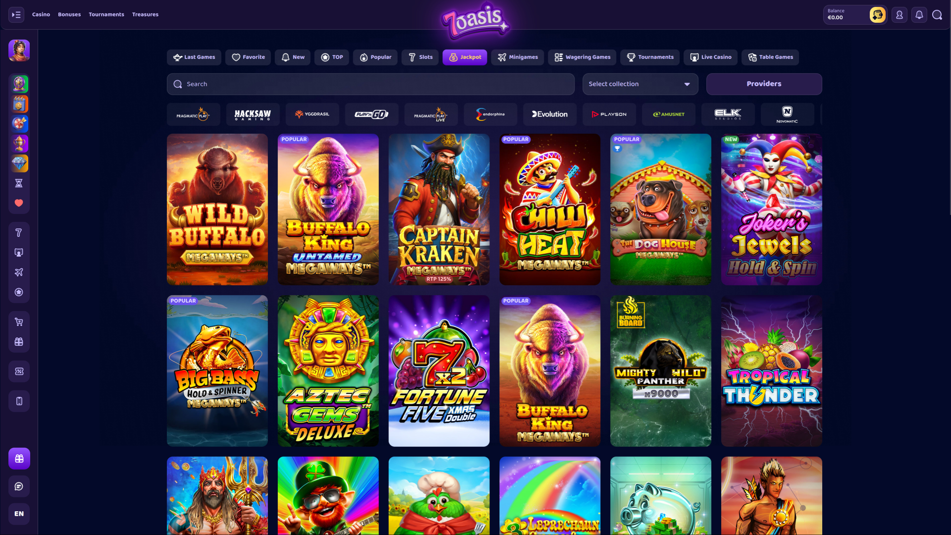 Jackpot de bureau du casino 7Oasis