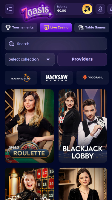 Casino mobile 7Oasis avec croupier en direct