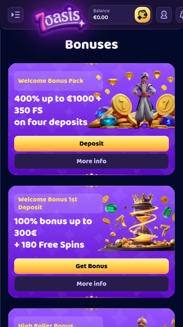 Promotions mobiles du casino 7Oasis