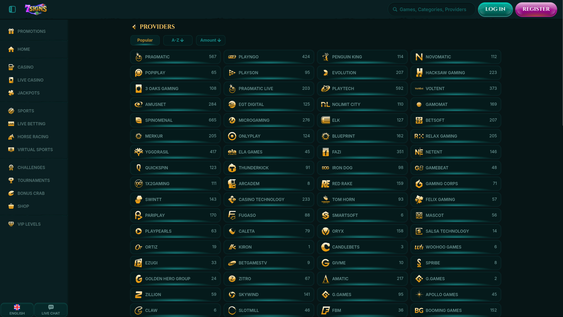 Développeurs de jeux de bureau de 7Signs Casino