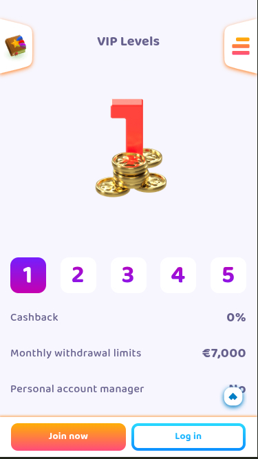 VIP de la version mobile du casino 7Signs