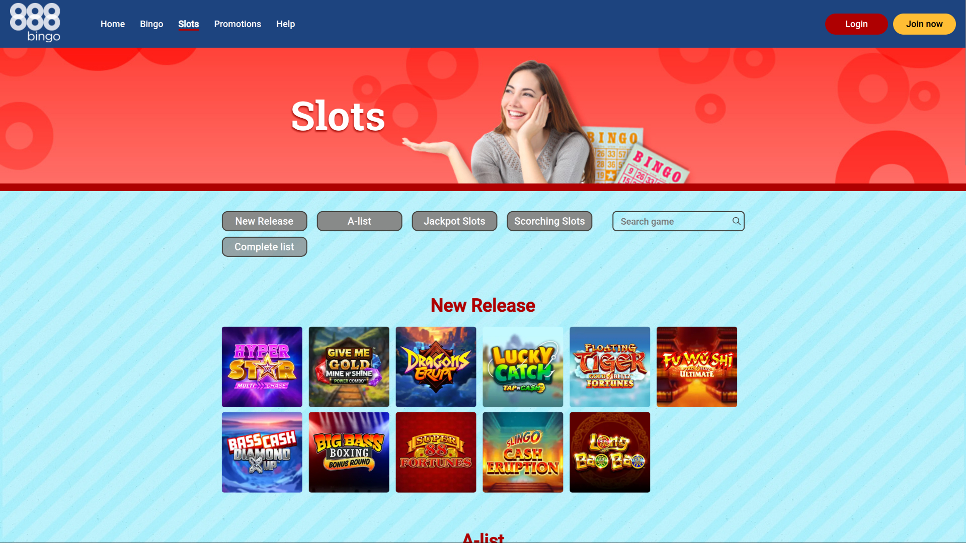Giochi desktop di 888 Bingo Casino