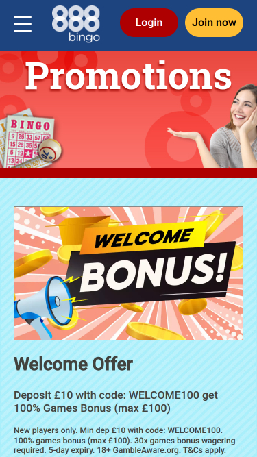 Promozioni mobile di 888 Bingo Casino