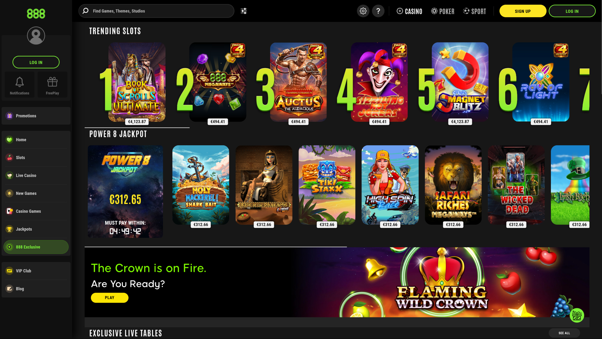 888 Casino Desktop 888Exclusive