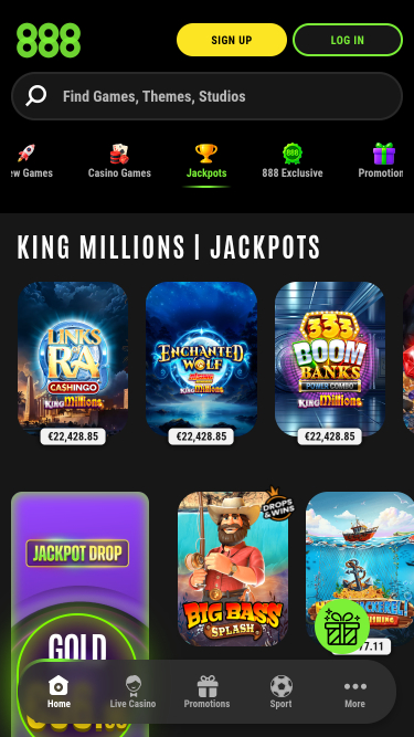 Jackpot mobile du casino 888