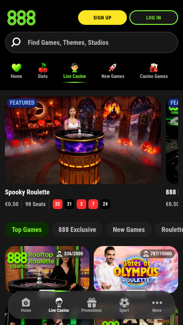 888 Casino Mobile Croupier en direct