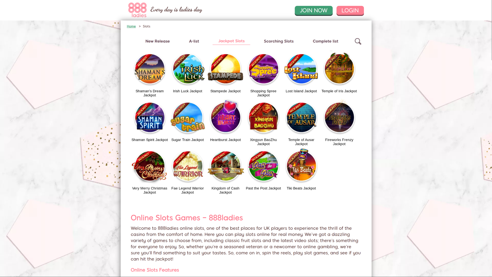 Jackpot sur bureau de 888 Ladies Casino