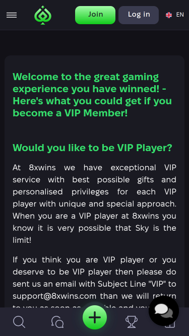 8xwins Casino Mobile VIP