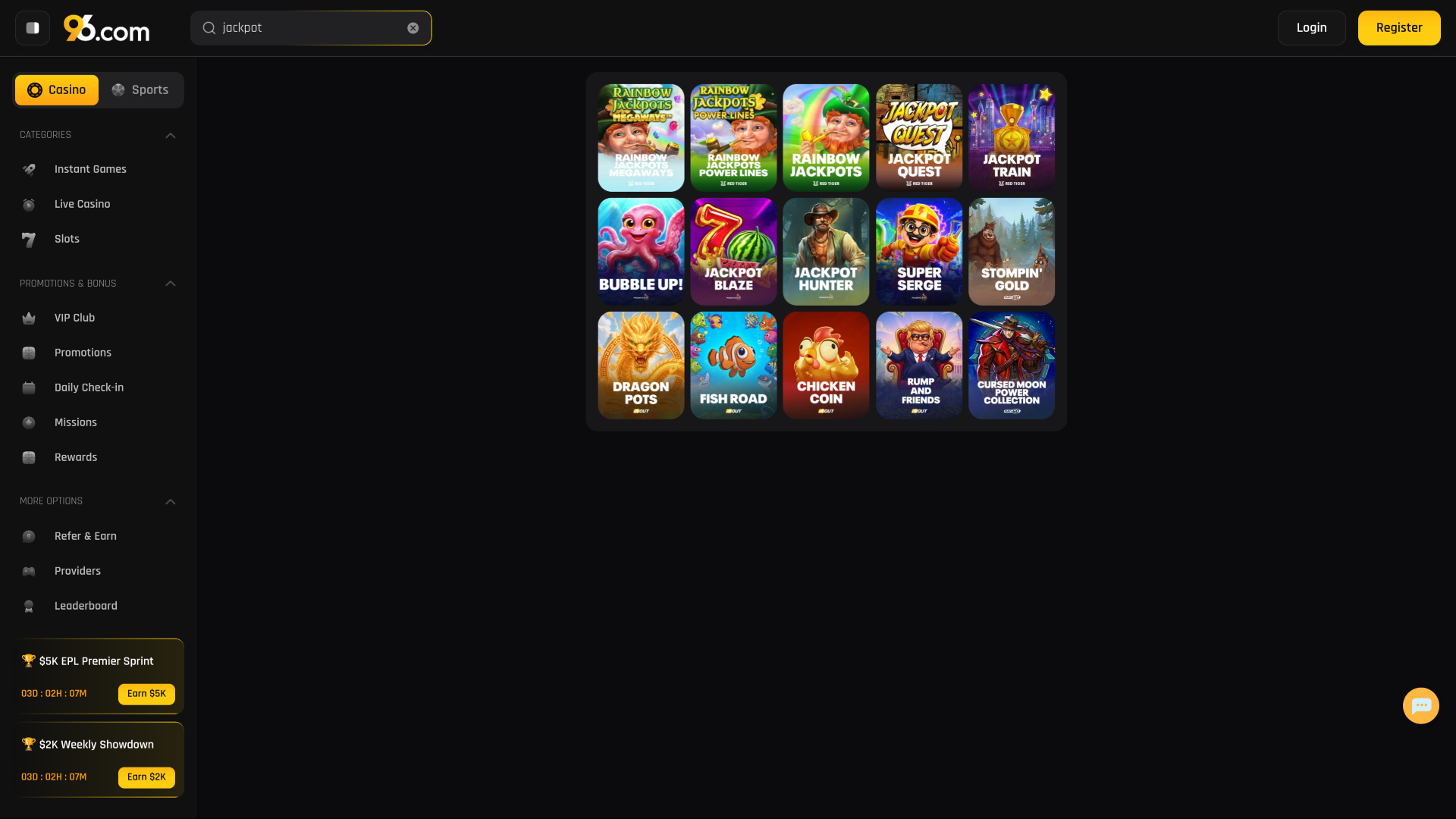 96 Casino Desktop Jackpot